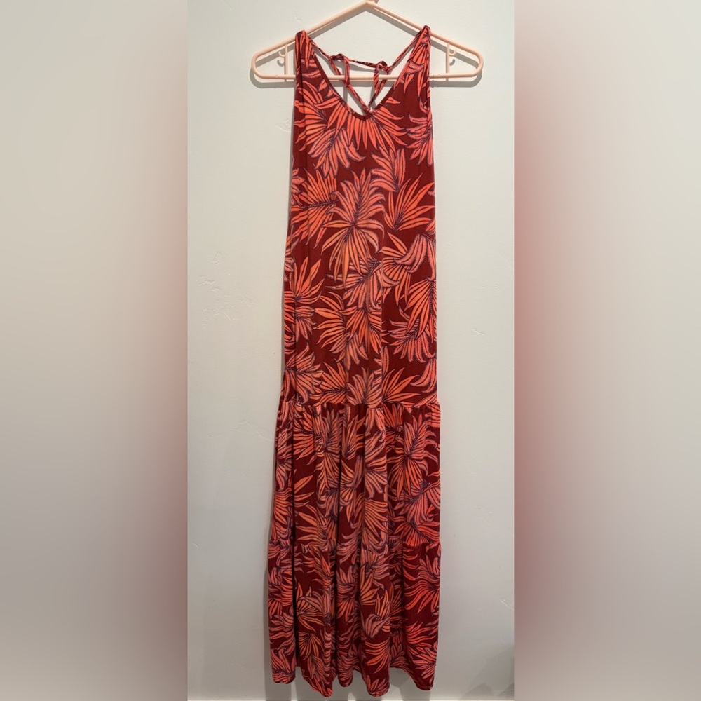 Maaji floral tropical maxi tiered dress size medium